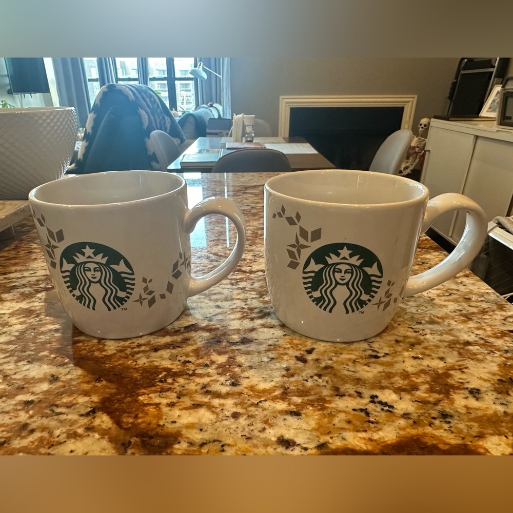 Starbucks 2013 Christmas Holiday Collection White Coffee Mug 14 oz - Set Of 2